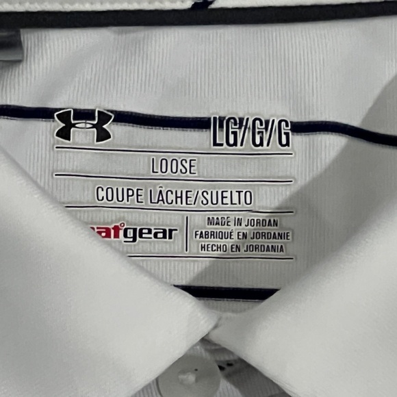 Under Armour Baltustrol 2016 Men's White Striped Polo Shirt Golf Golfer - Picture 6 of 6